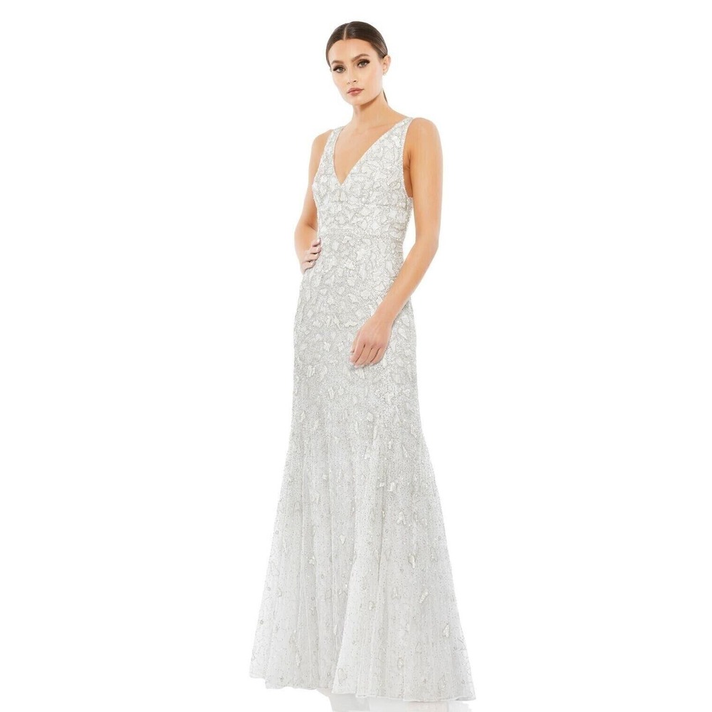 Mac Duggal 10814 HAND EMBELLISHED SLEEVELESS BEADED GOWN DRESS Size 12 MSRP $298